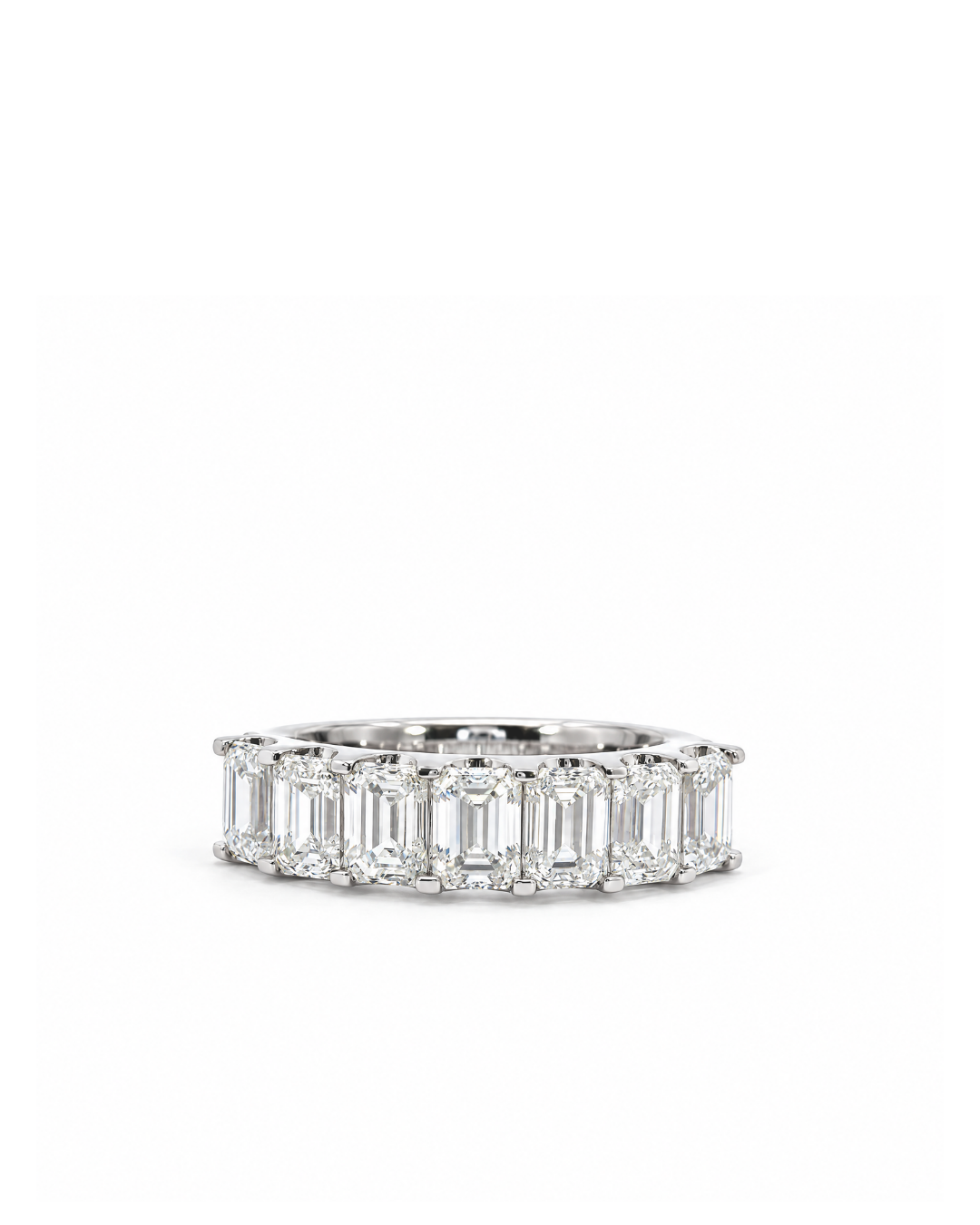 2.20Ct Emerald Cut Lab-Grown Diamond U-Scallop Eternity Ring