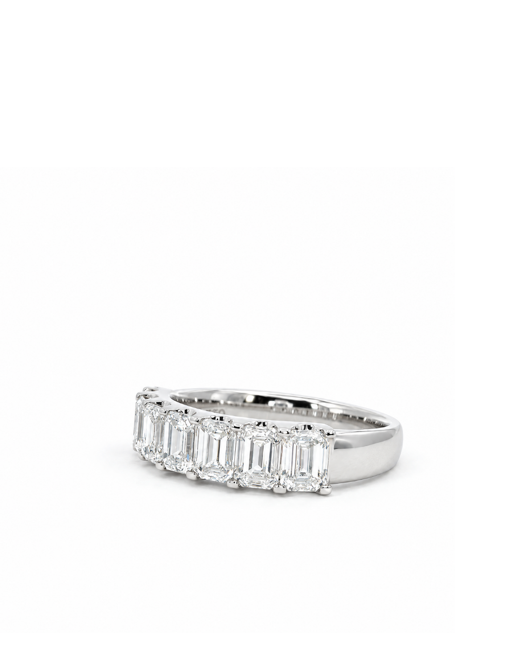 2.20Ct Emerald Cut Lab-Grown Diamond U-Scallop Eternity Ring