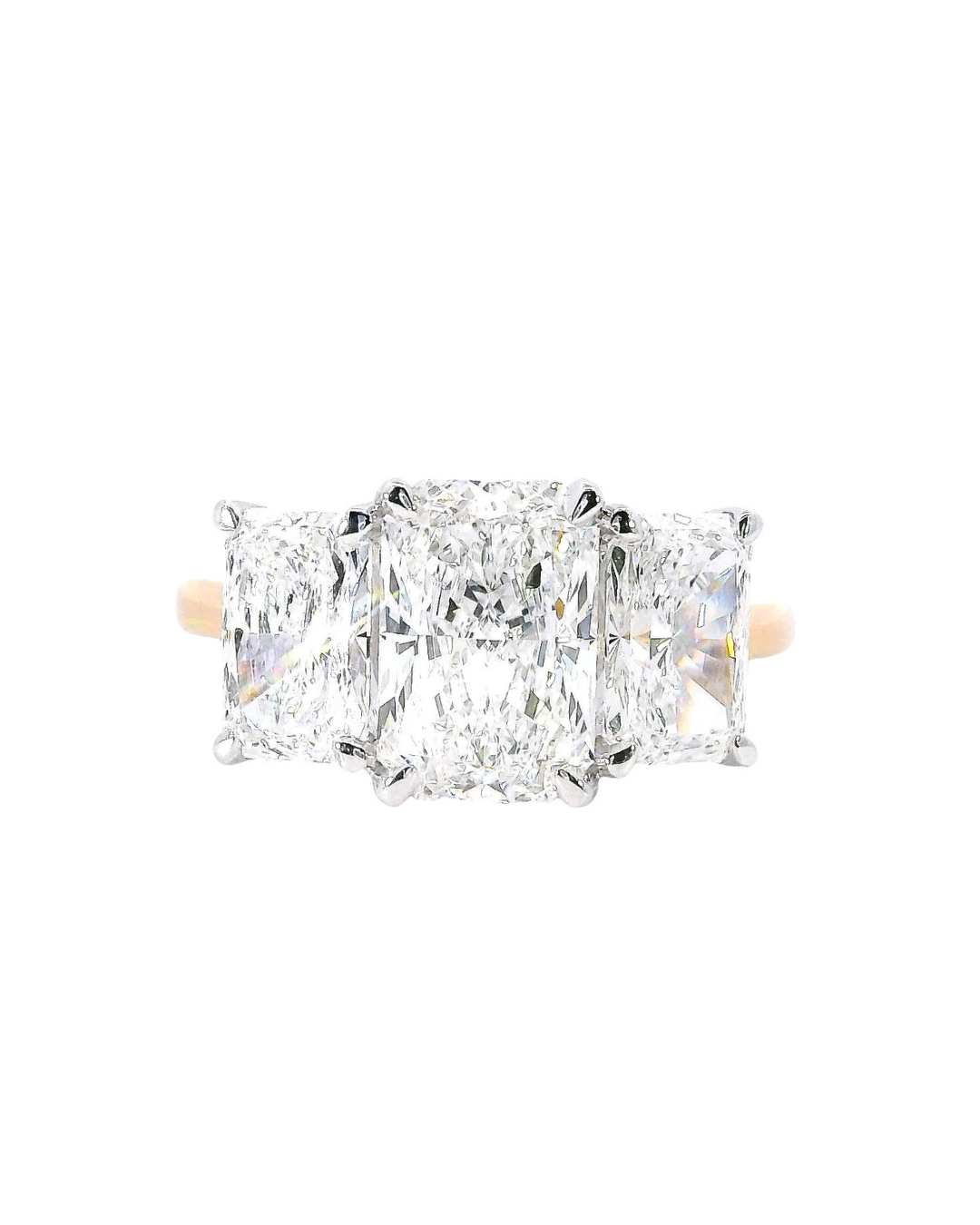 Radiant Cut Diamonds in the Trilogy Design with Hidden Halo
