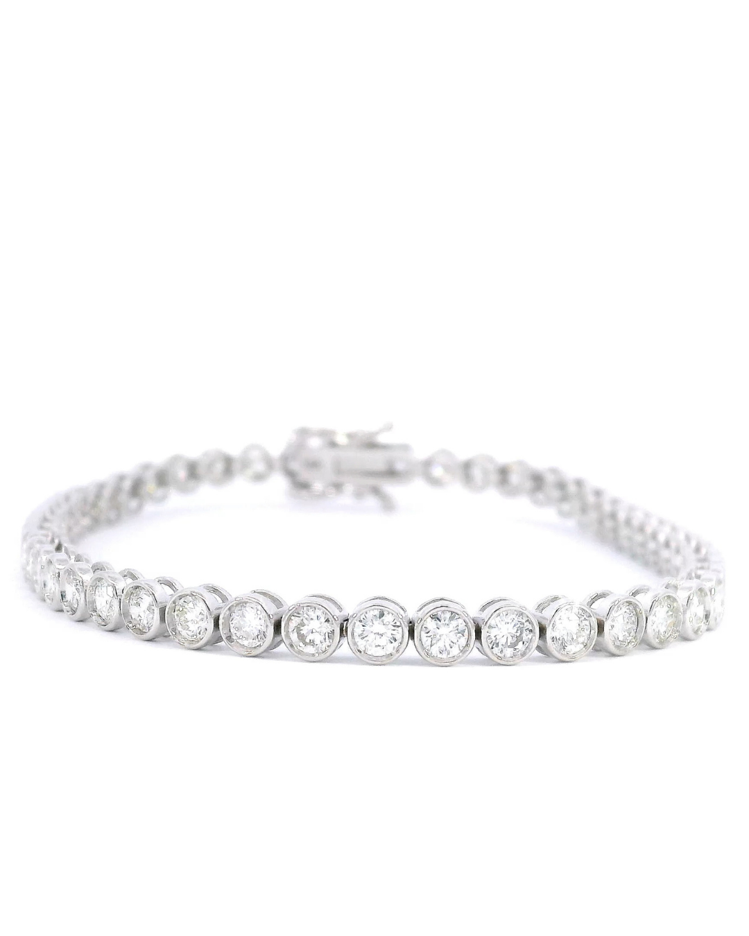 4.05Ct Round Brilliant Cut Bezel Set Natural Diamond Tennis Bracelet