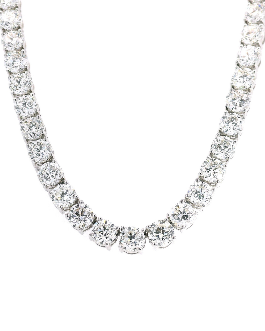 29Ct Round Brilliant Cut Natural Diamond Classic Set Tennis Necklace