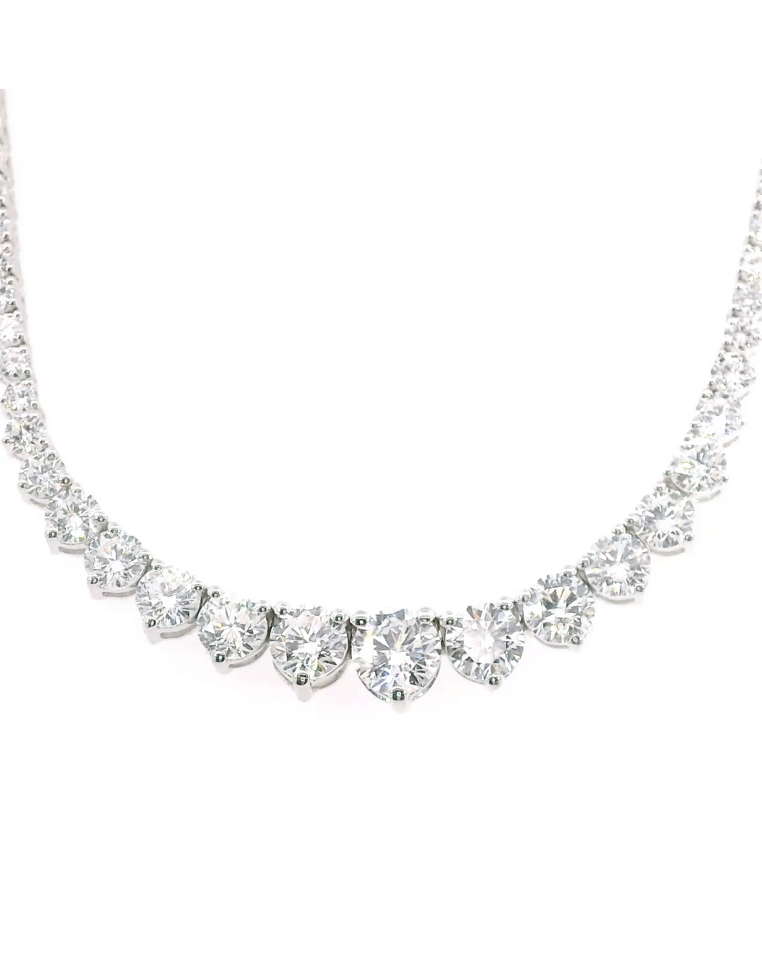 8.55Ct Round Brilliant Cut Graduated Lab-Grown Diamond Tennis Necklace