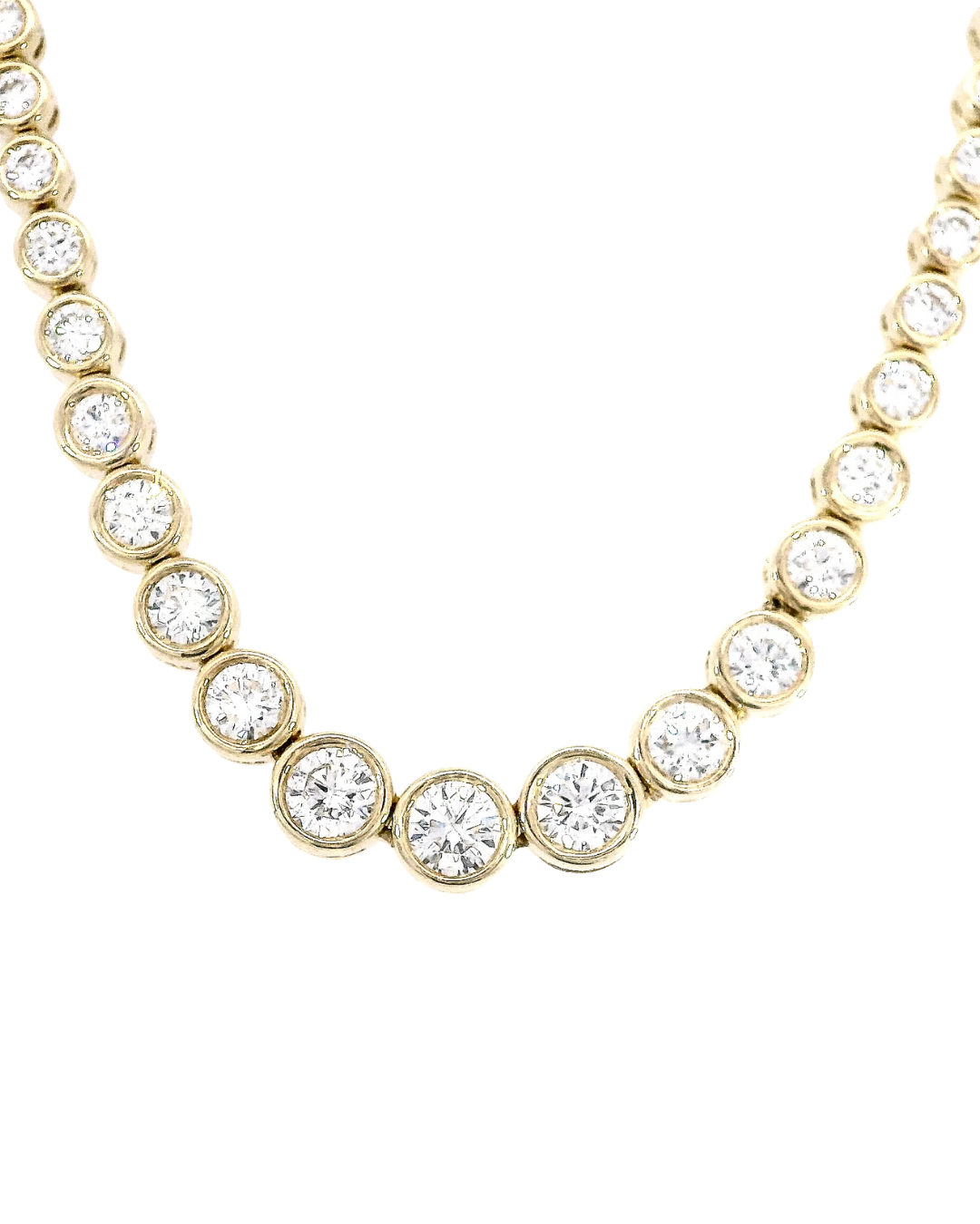 6.36Ct Round Brilliant Cut Lab-Grown Diamond Graduated Bezel Tennis Necklace