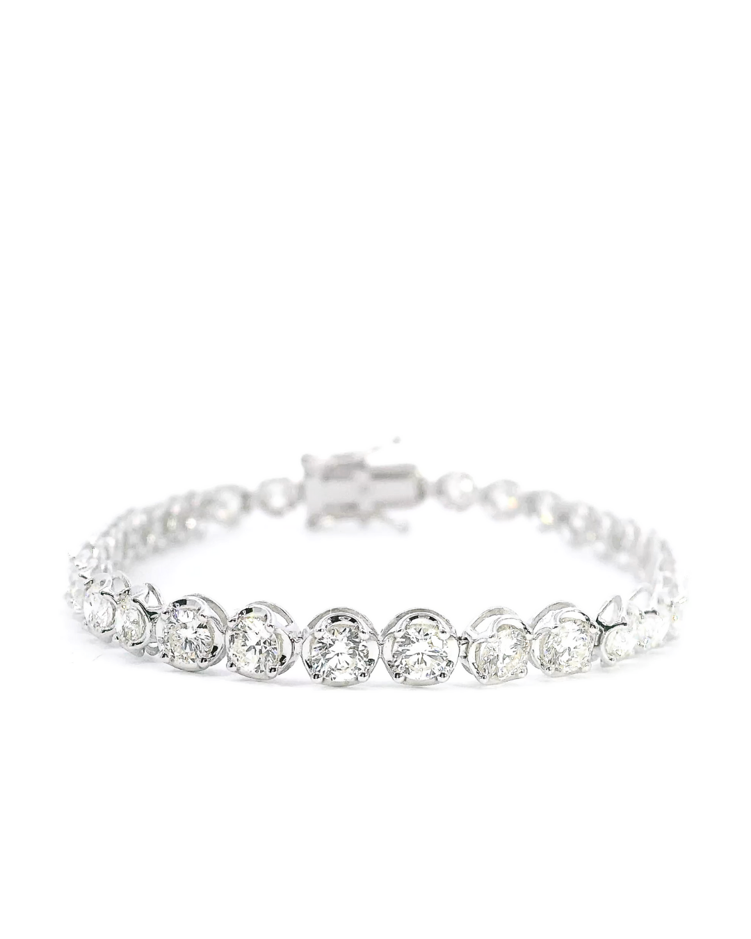 5.19Ct Round Brilliant Cut Crown Set Natural Diamond Tennis Bracelet