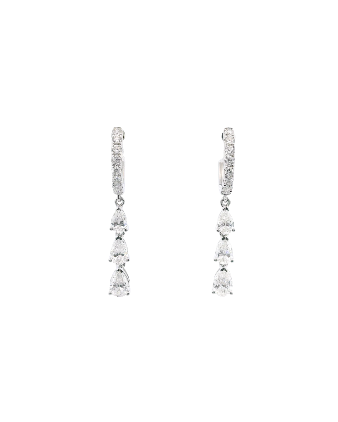 1.09Ct Pear & Round Brilliant Cut Natural Diamond Hoop Earrings