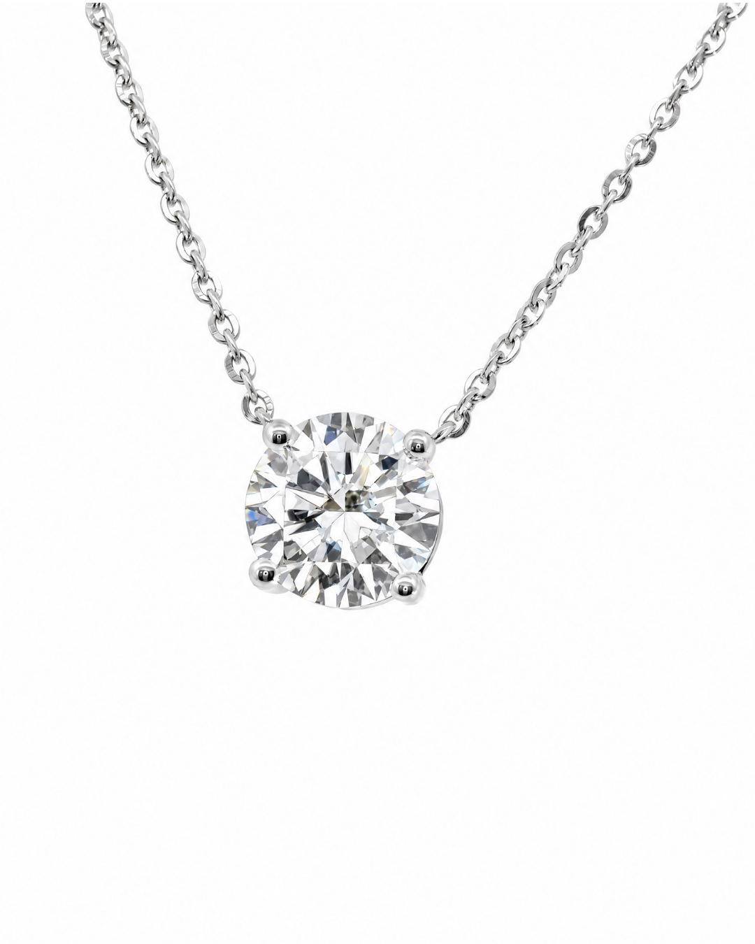 2.00Ct Round Brilliant Cut Lab-Grown Diamond Fixed Pendant & Chain