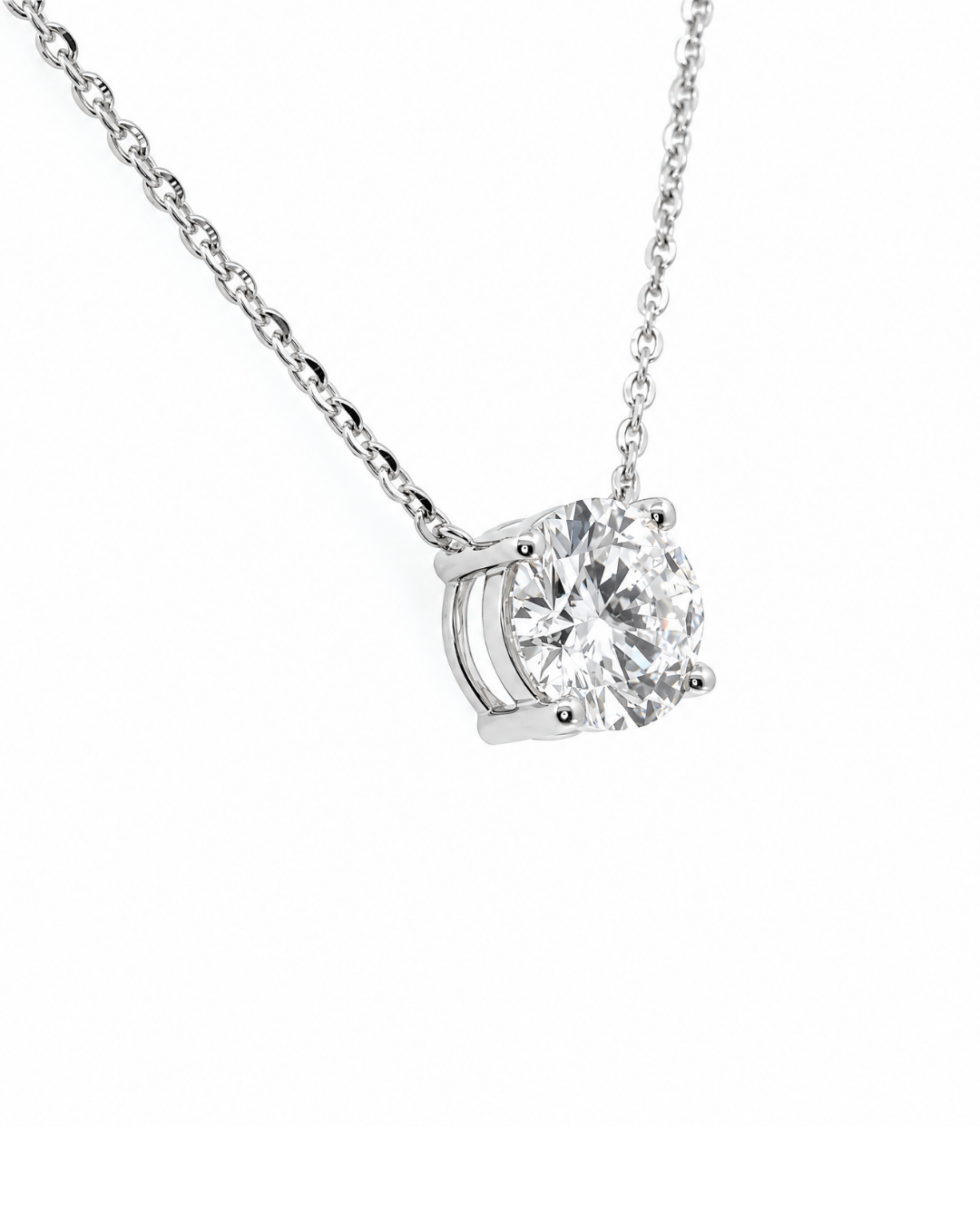 2.00Ct Round Brilliant Cut Lab-Grown Diamond Fixed Pendant & Chain