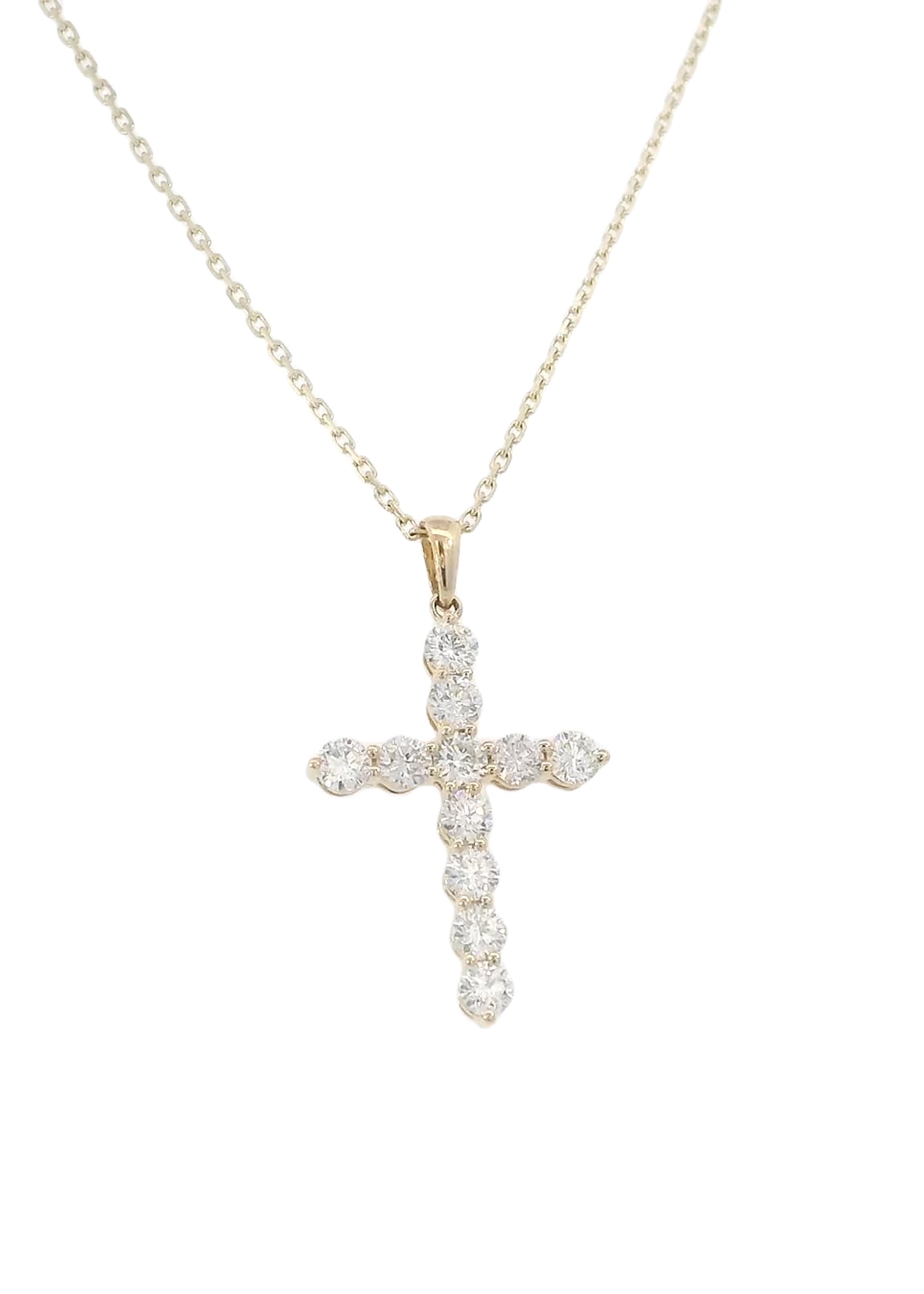 0.97Ct Natural Diamond Claw Set Cross Pendant