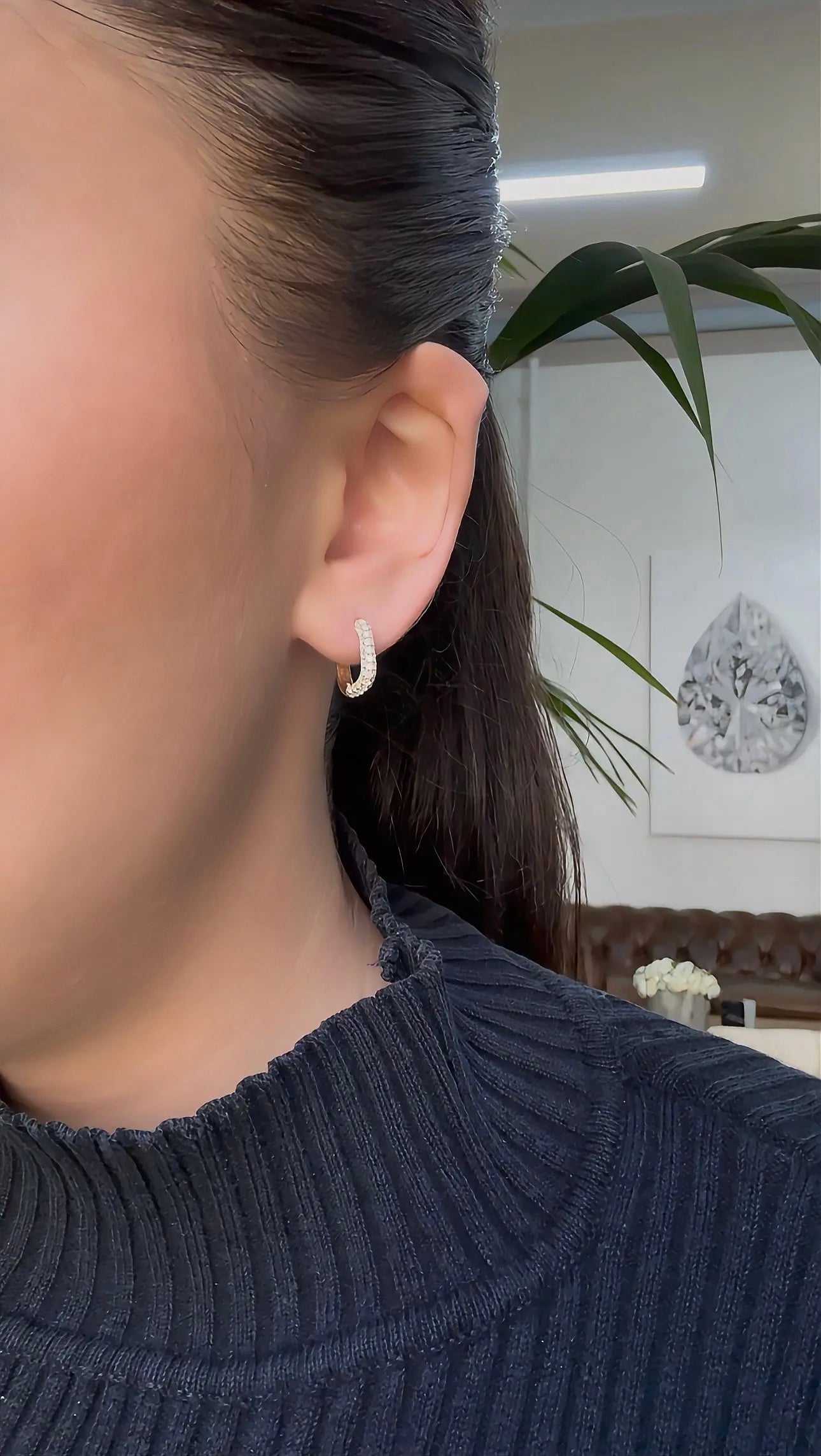 0.69Ct Round Brilliant Cut Natural Diamond Paperclip Earrings