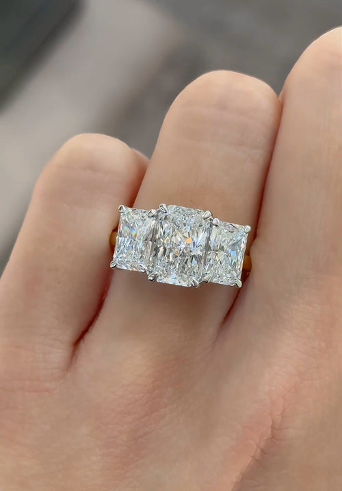 4.27Ct Radiant Cut Diamonds Trilogy Design Engagement Ring