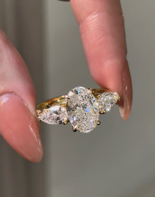 2.70Ct Oval and Pear Brilliant Cut Camilla Design Engagement Ring
