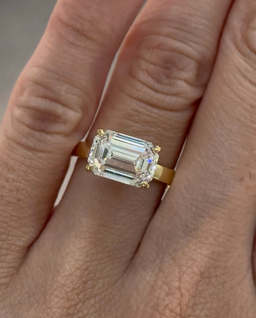 Emerald Cut Diamond East-West Tulip Solitaire