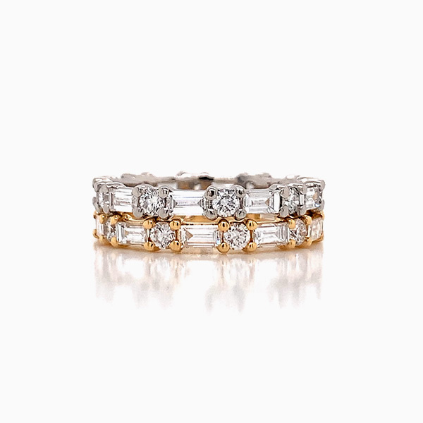 Diamond Baguette Half Eternity Ring 1.00ct, 18k White Gold